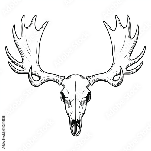 Wallpaper Mural Stylized illustration of a moose skull with antlers.  Torontodigital.ca