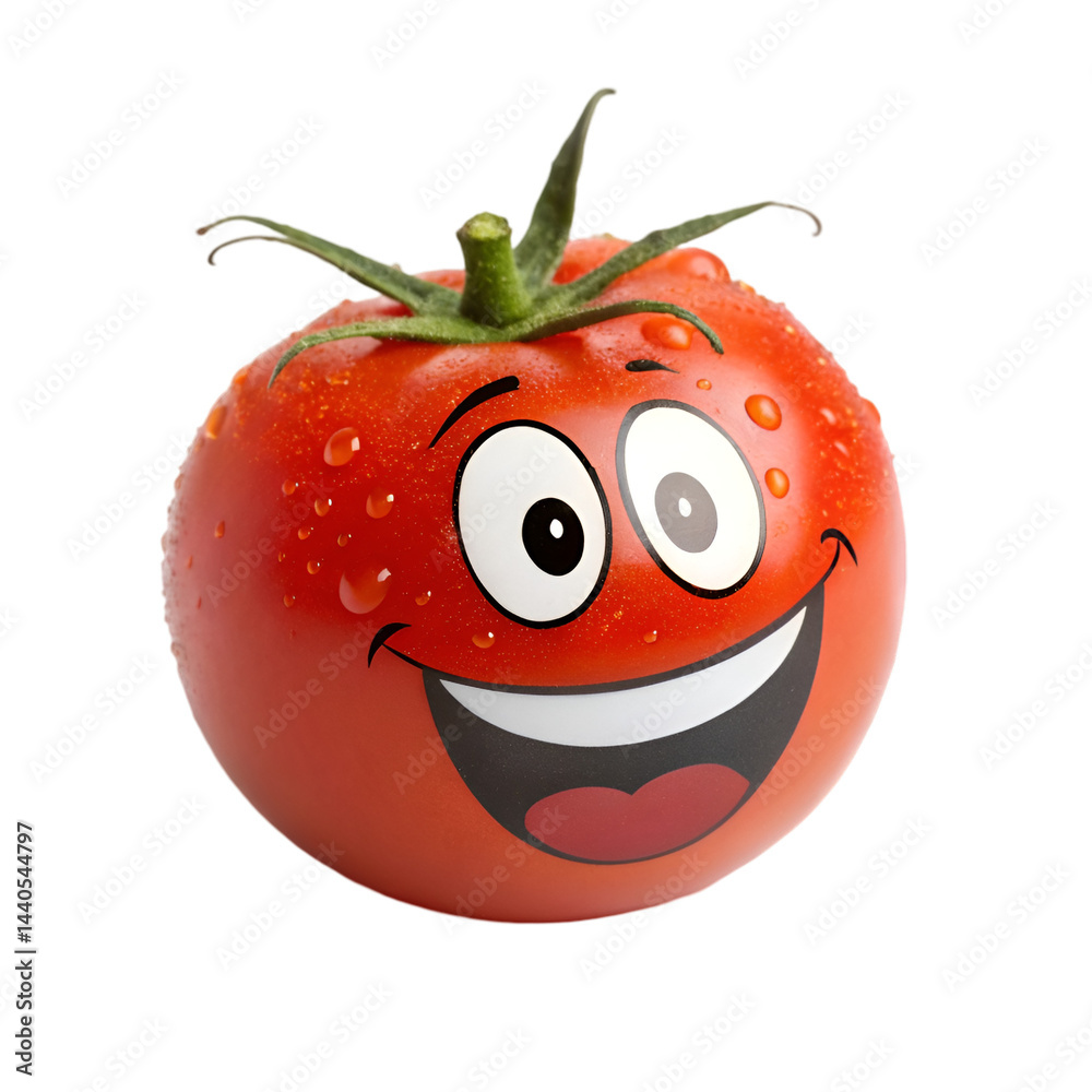 Obraz premium Happy tomato cartoon isolated on transparent background