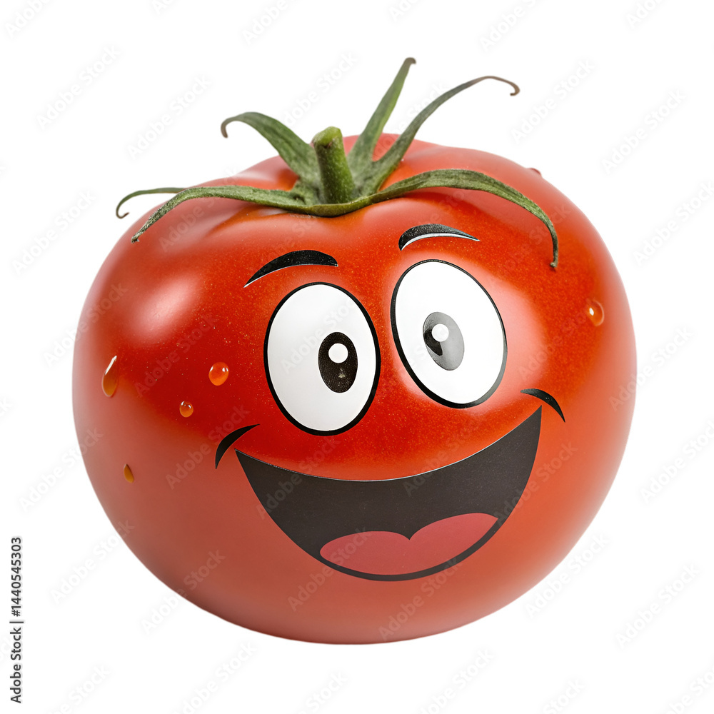 Naklejka premium Happy tomato cartoon isolated on transparent background
