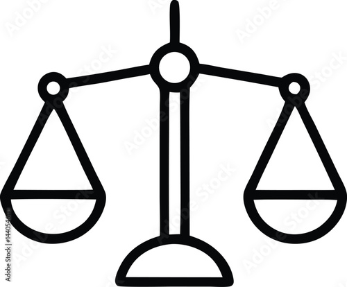 Scales of justice, a vector icon, symbolizes the balance of law and legal weight