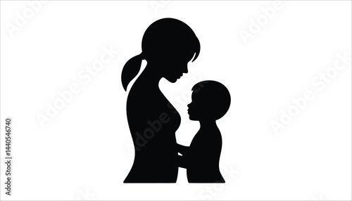 Mother and Child Silhouette Love Family Care Vector Illustration