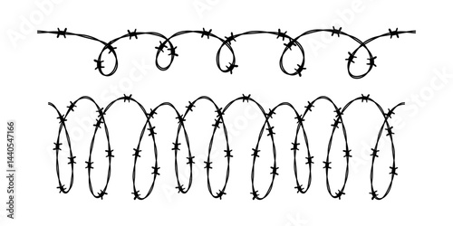 Twisted sharp barbed wire fence set 