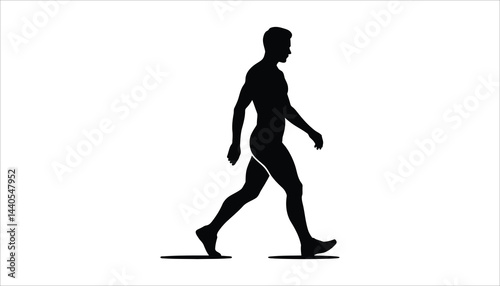 Walking Man Silhouette Side View Human Movement Vector Illustration