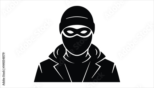 Thief Masked Man Silhouette Criminal Robbery Concept Vector Illustration