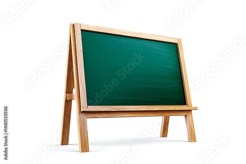 Empty green chalkboard isolated on a white background, no shadows, studio photography