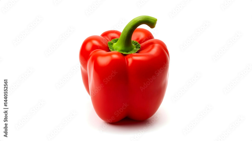 Fresh red bell pepper on a white background. Concept of natural and healthy nutrition in a minimalist style. Fresh red bell pepper on a white background. Concept of natural and healthy nutrition in a minimalist style.