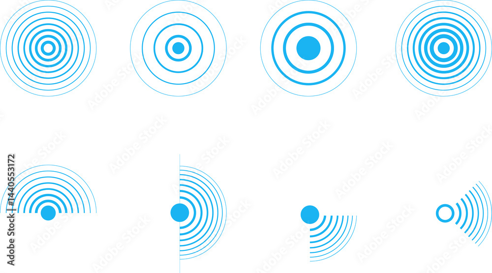 Radar icon. Signal concentric circles. Sound wave background radio station signal. Sonar sound waves illustration. Radar icon. Signal concentric circles. Sound wave background radio station signal. Sonar sound waves illustration.