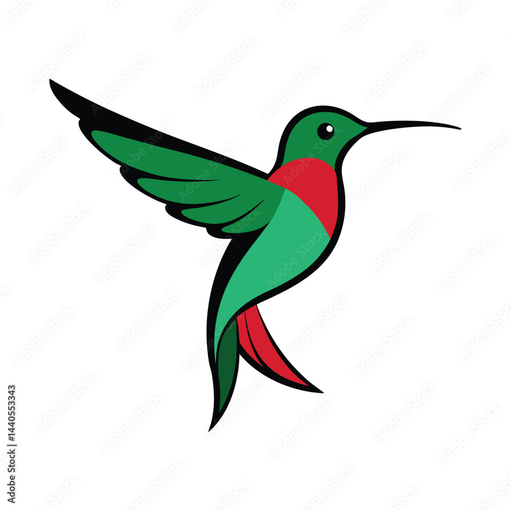 Obraz premium Colorful hummingbird vector art illustration