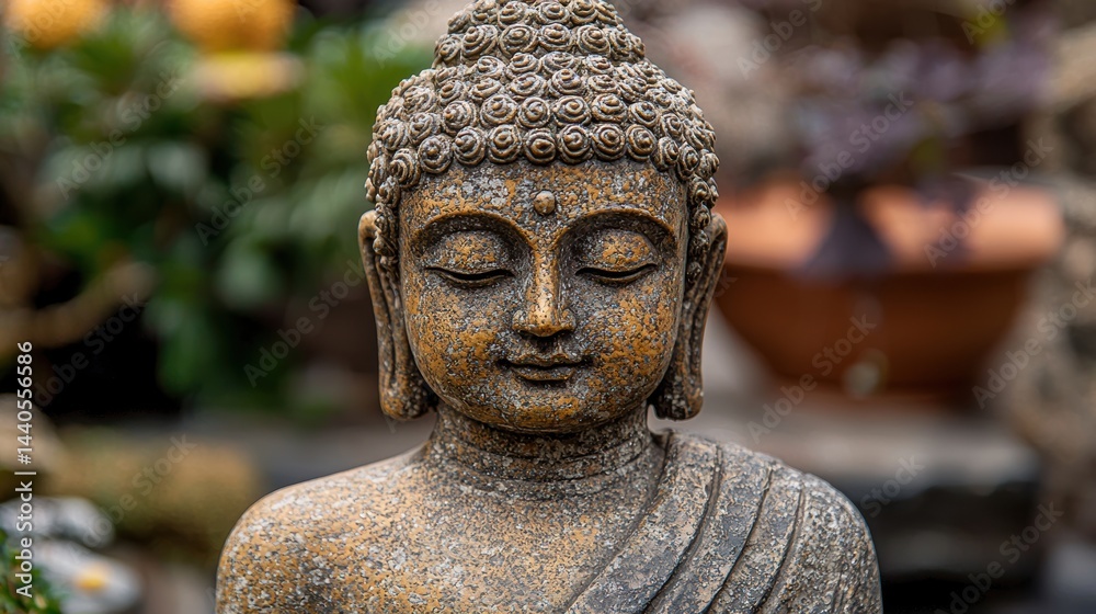 Serene Buddha Statue in Garden Setting Serene Buddha Statue in Garden Setting