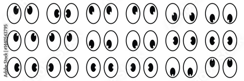 Set of cartoon eyes icon collection. Vector Illustration.