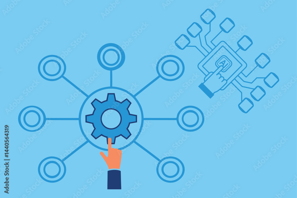 AI Agent and Robotic Process Automation with Data Analysis Concept Illustration. AI Agent and Robotic Process Automation with Data Analysis Concept Illustration.