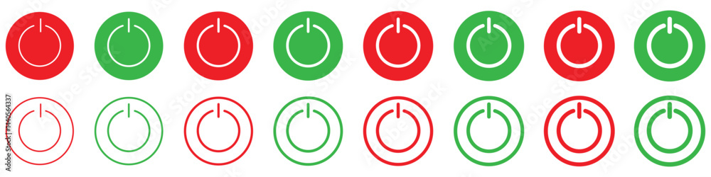 On-off icon set. Interface switch button concept. On off colour icon. Vector illustration. On-off icon set. Interface switch button concept. On off colour icon. Vector illustration.
