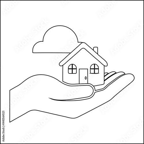 House in the Sky Fantasy Coloring Page