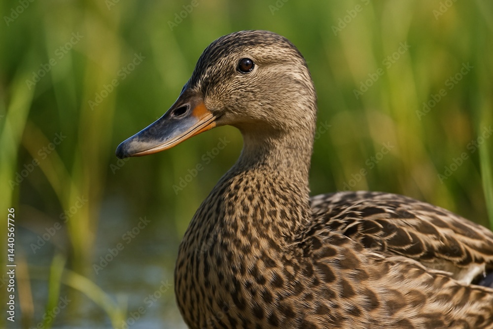 Close-up wildlife photograph showing a duck resting in natural habitat among green foliage and soft sunlight filtering through dense forest trees Close-up wildlife photograph showing a duck resting in natural habitat among green foliage and soft sunlight filtering through dense forest trees