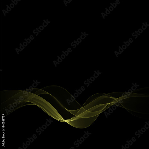 Gold wave on black background. Abstract background. Vector illustration. Eps 10