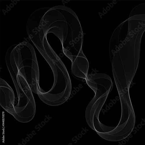 Color light white on black background. Abstract waves design. Eps 10