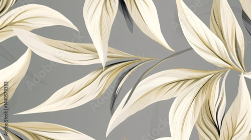 Vintage luxury seamless floral background with tropical elements on cream, perfect for festive and royal designs.

