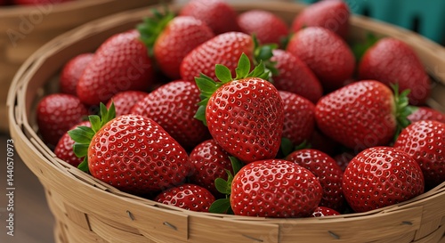 Ripe strawberries close-up in basket