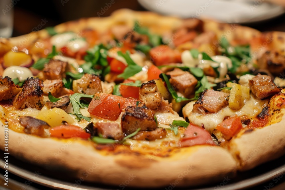 Cozy pizza celebration with friends sharing laughter, vibrant conversations, and diverse cultures while enjoying mouthwatering fast food in an inviting restaurant atmosphere