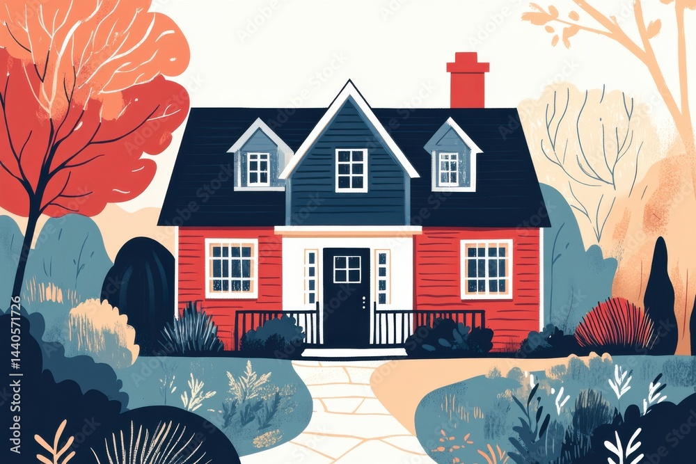 Charming cottage logo design for real estate marketing and renovation initiatives in contemporary style