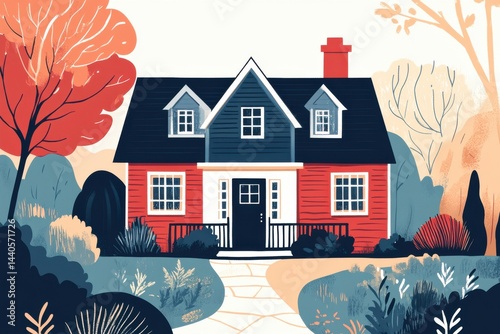 Obraz na płótnie Charming cottage logo design for real estate marketing and renovation initiatives in contemporary style w salonie
