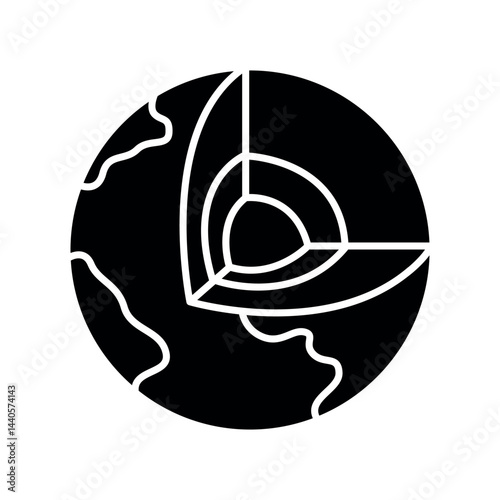 Earth's thermal energy black flat icon.