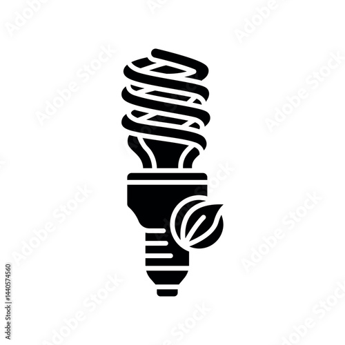 Energy-saving lamp black flat icon.