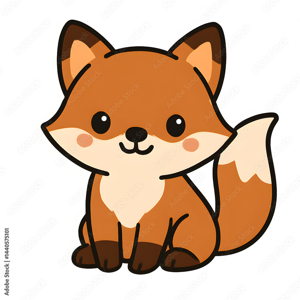 Obraz premium Friendly Fox Portrait: A captivating and charming cartoon fox, exuding cuteness and simplicity. A perfect image for projects