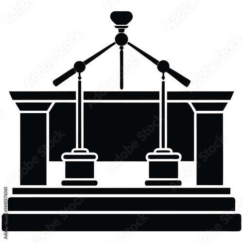 isolated judicial hearing on white background