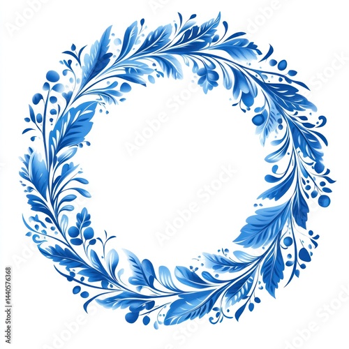 Wallpaper Mural Decorative blue floral wreath,  perfect for graphic design Torontodigital.ca