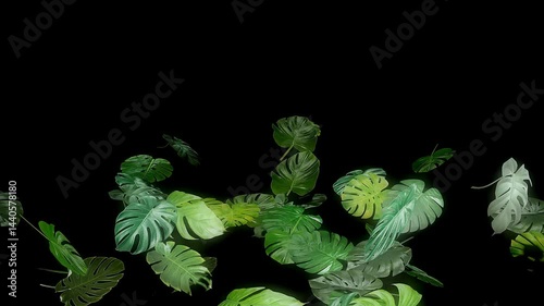 green fern isolated on black