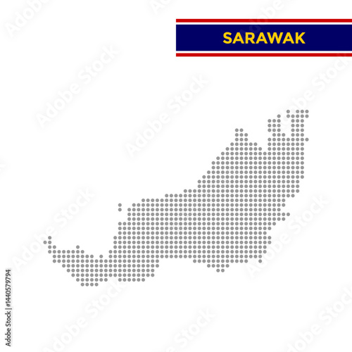 Dotted map of Sarawak State in Malaysia