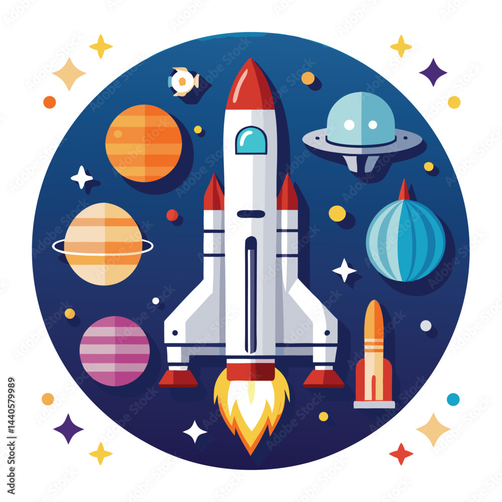 Obraz premium Space shuttle icon isolated on white background