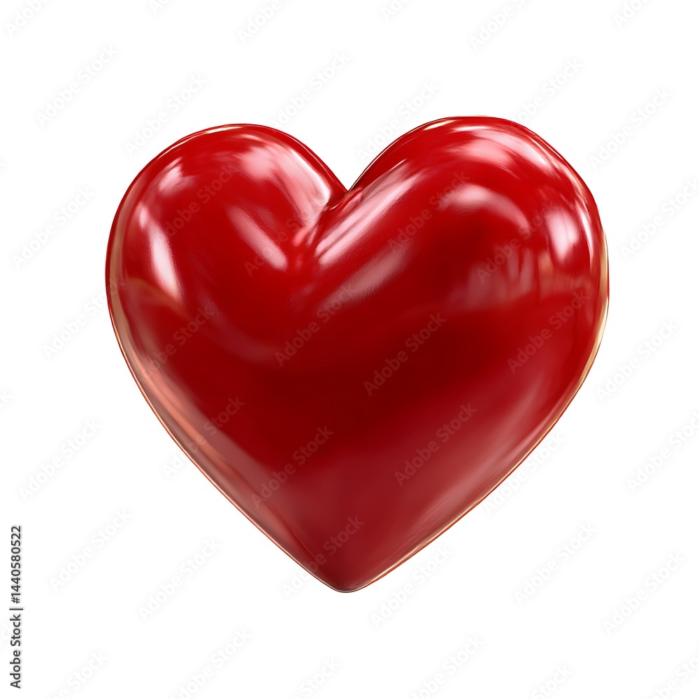 A glossy, 3D rendered red heart isolated on a clean white background A glossy, 3D rendered red heart isolated on a clean white background