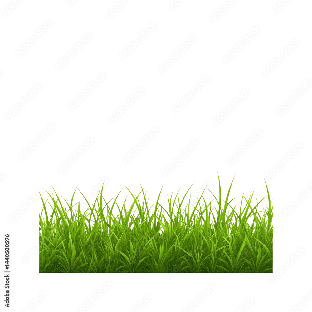 Fototapeta premium Lush Green Grass Border, Isolated On Transparent Background