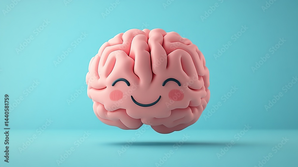 Cute cartoon brain illustration