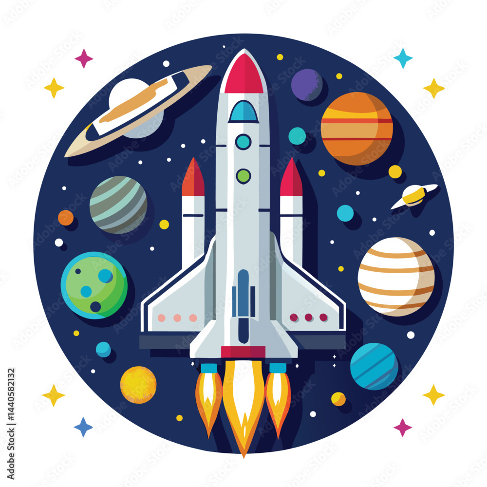 Naklejka premium Space shuttle icon isolated on white background