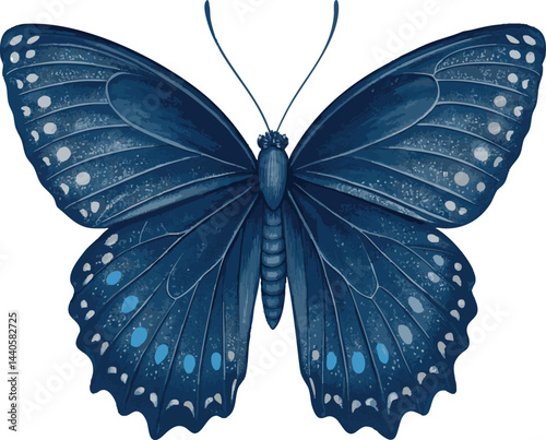 Dark blue butterfly, isolated, nature, graphic design element