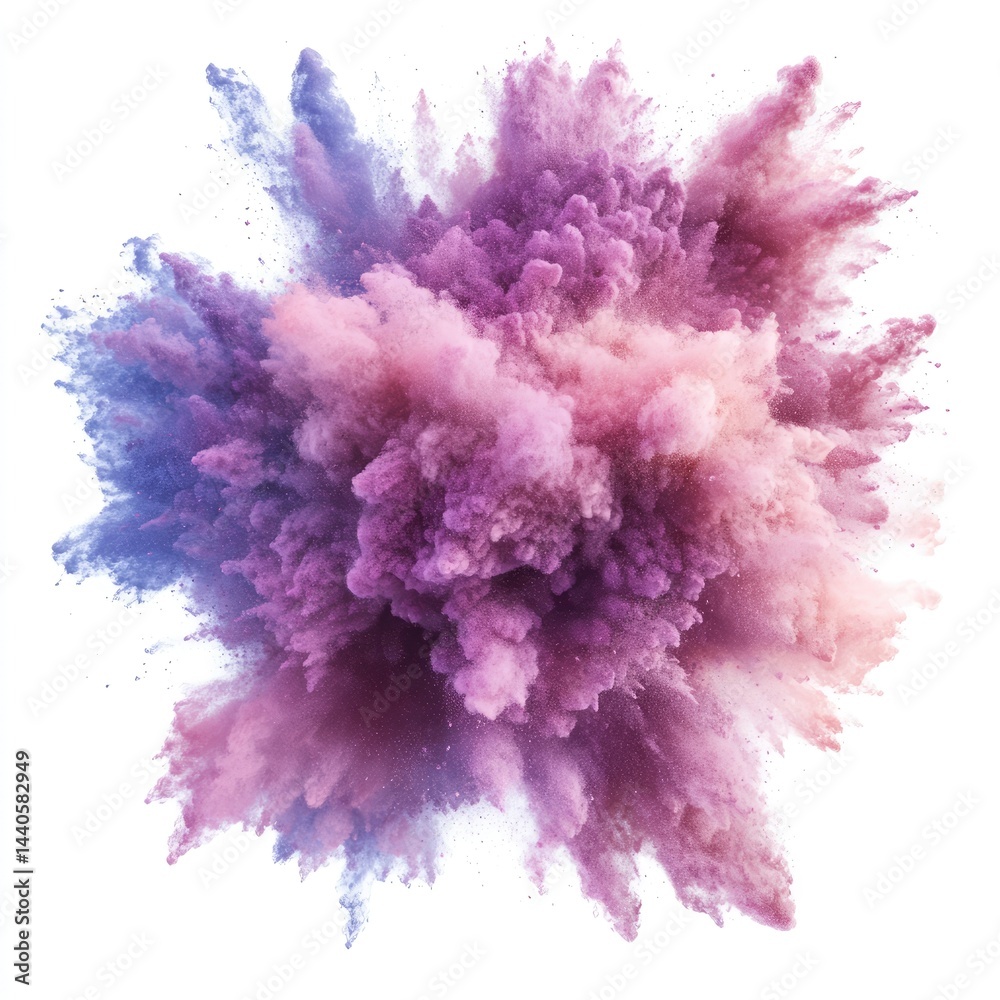 Fototapeta premium Exploding pastel powder cloud; pink, purple, and blue hues