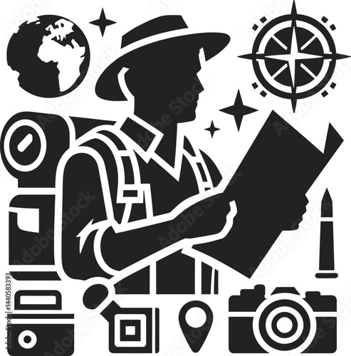 vector set of nautical icons