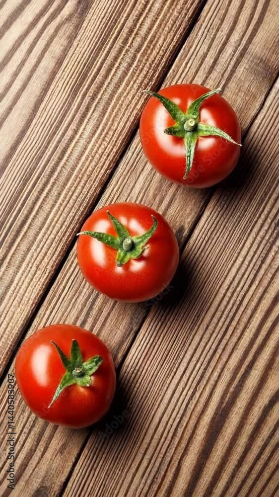 Fresh red tomatoes arranged on wooden surface create a rustic and inviting atmosphere in the kitchen Fresh red tomatoes arranged on wooden surface create a rustic and inviting atmosphere in the kitchen