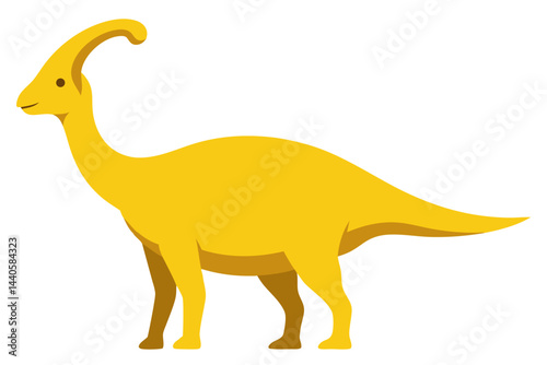 Bright Cartoon Illustration of a Parasaurolophus Dinosaur in a Playful Style