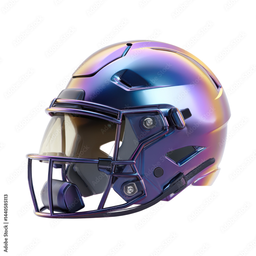 Naklejka premium Iridescent Sport Helmet isolated on transparent png background