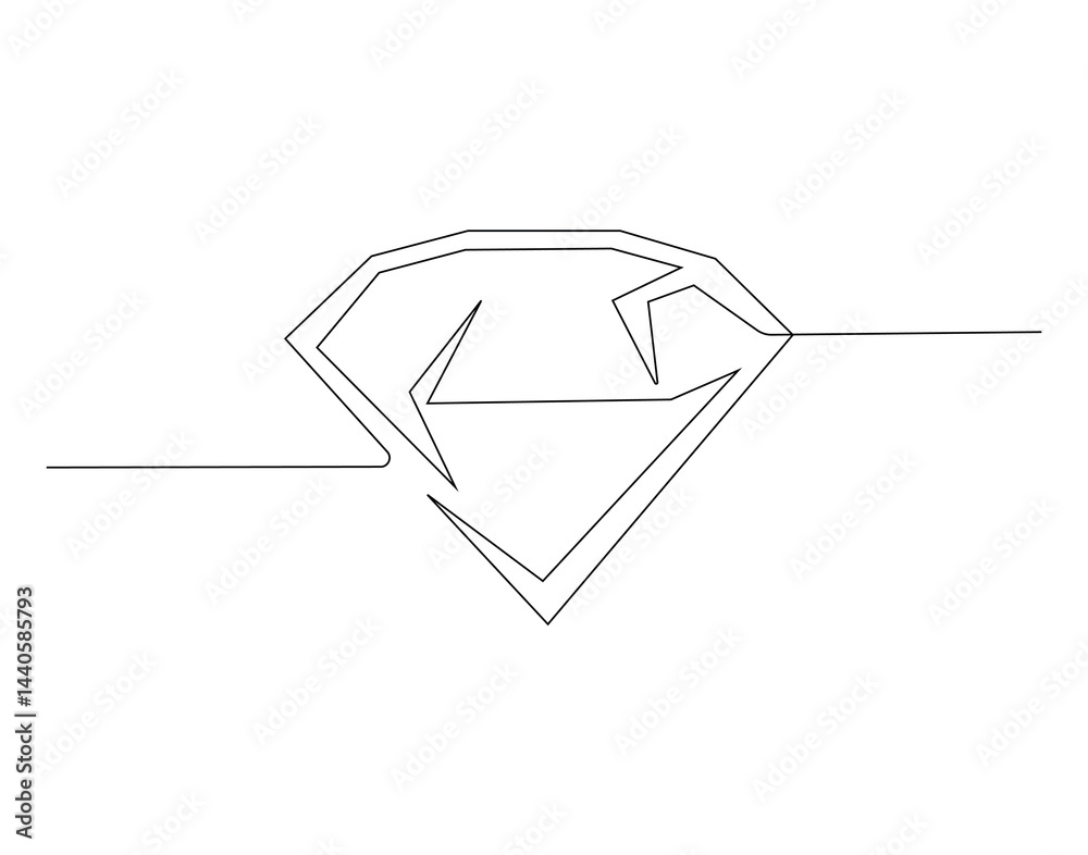 Diamond precious outline drawing illustration. Continuous line draw of diamond gemstone vector Diamond precious outline drawing illustration. Continuous line draw of diamond gemstone vector