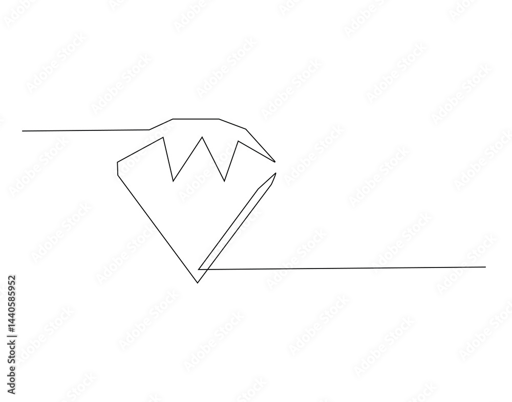 Diamond precious outline drawing illustration. Continuous line draw of diamond gemstone vector Diamond precious outline drawing illustration. Continuous line draw of diamond gemstone vector