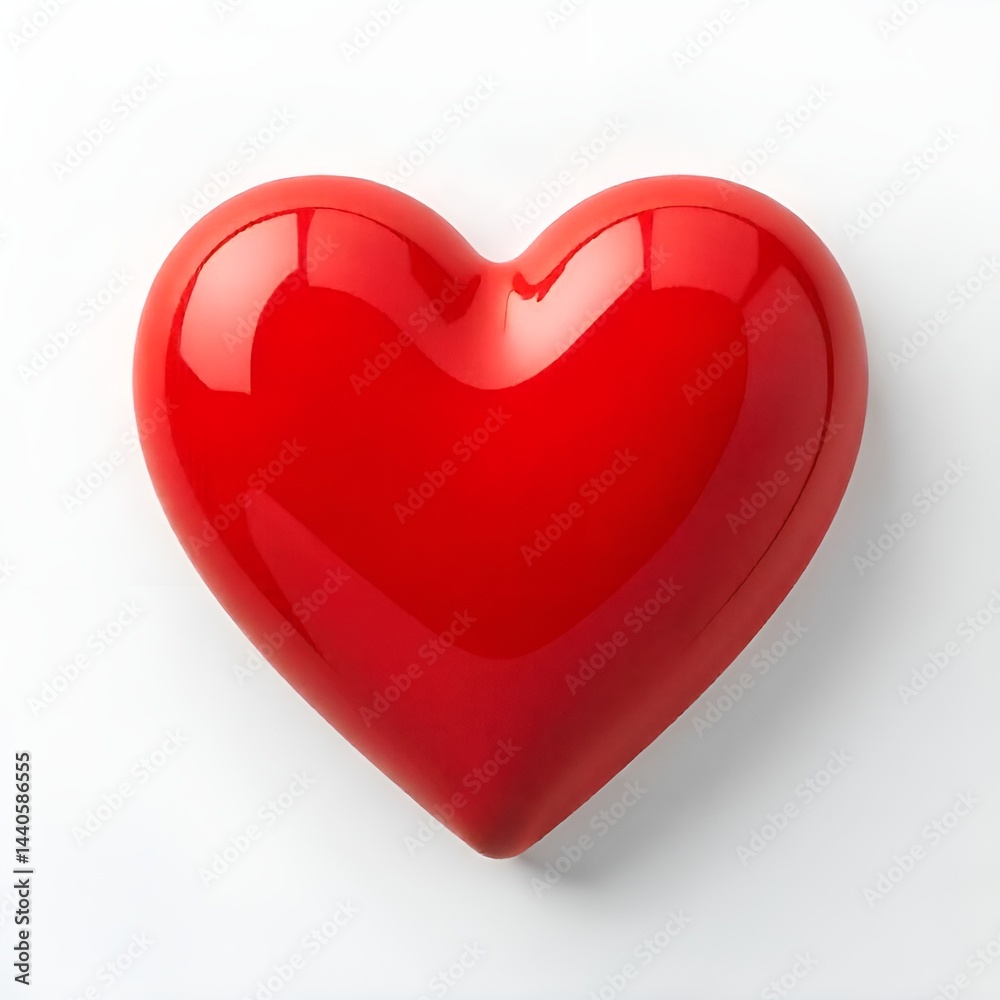 Fototapeta premium Glossy Red Heart Symbol on White Background – Love and Romance Concept.