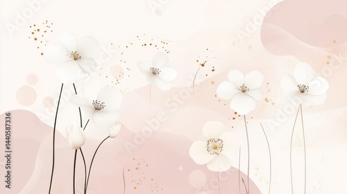 Delicate white flowers on abstract pink background.