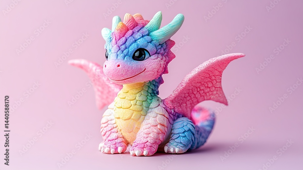 Adorable rainbow dragon figurine