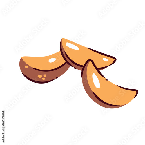 Potato wedges in golden brown color, crispy and tasty, cartoon doodle and flat style. Vector illustration of potato wedges for fast food menu, cafe, snack bar, or restaurant design.