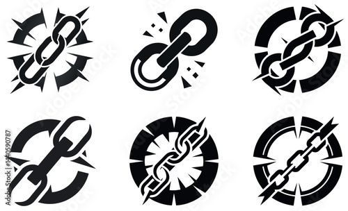 Breaking Free  Graphic Chain Icons for Design